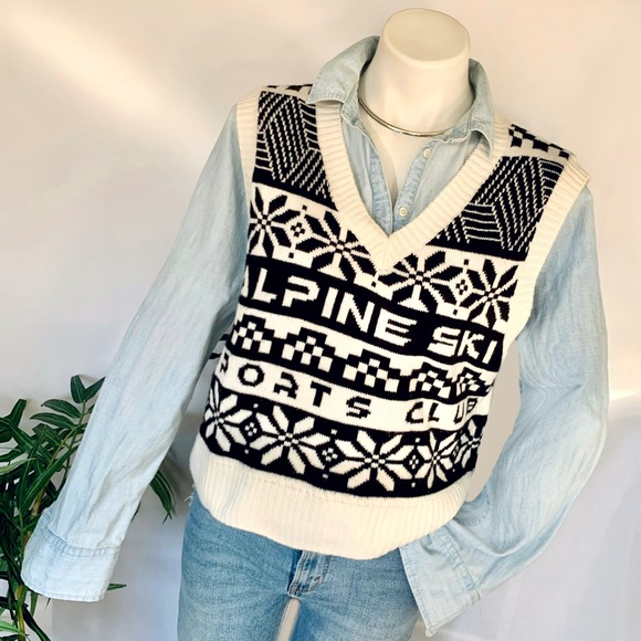 s n o w :: Retro Alpine Ski Sleeveless Sweater Knit Vest - Picture 10 of 10